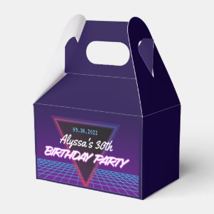 Caja Para Regalos Fiesta de cumpleaños púrpura Neon Retro 80
