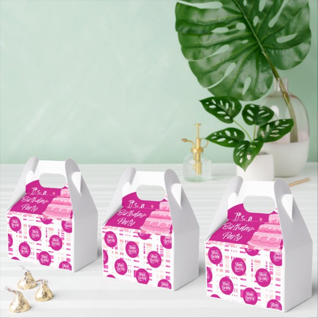 Caja Para Regalos Fiesta de Cumpleaños Rosa (Múltiple)