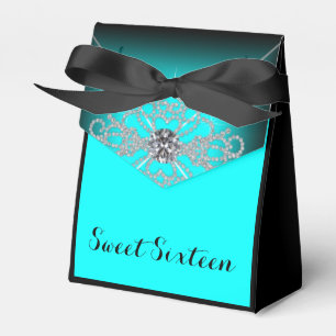 Caja Para Regalos Fiesta de cumpleaños Sweet 16 azul negro y verde t