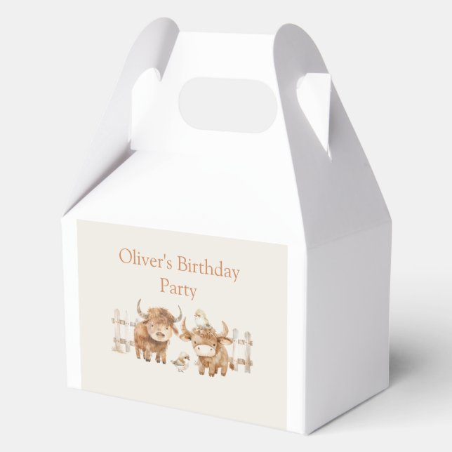 Caja Para Regalos Fiesta de cumpleaños temática de la granja cuta (Anverso)