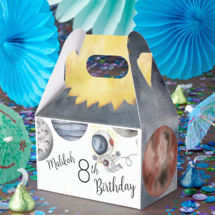 Caja Para Regalos Fiesta de cumpleaños temática espacio acuarela par