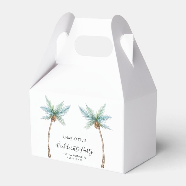Caja Para Regalos Fiesta de Despedida con Palmeras Costeras (Front Side)