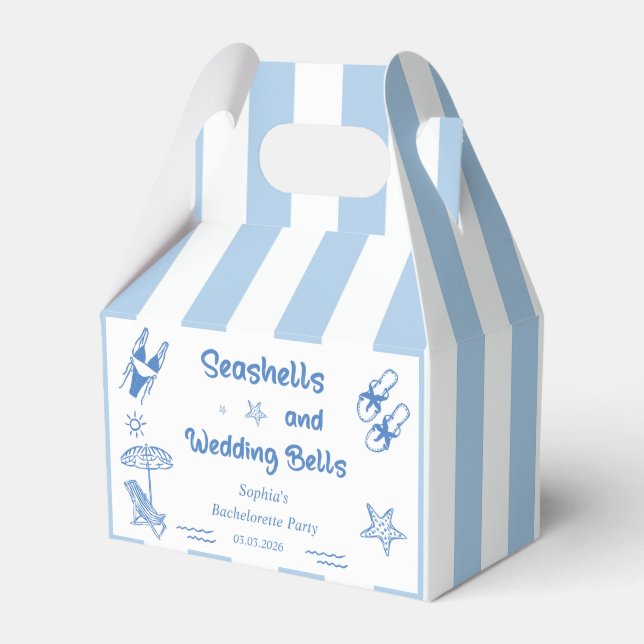 Caja Para Regalos Fiesta de Despedida Seashells and Wedding Bells (Front Side)