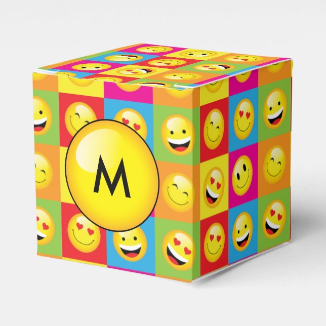 Caja Para Regalos Fiesta de Emoji adolescente Emoticon Rostros (Costado Anverso)