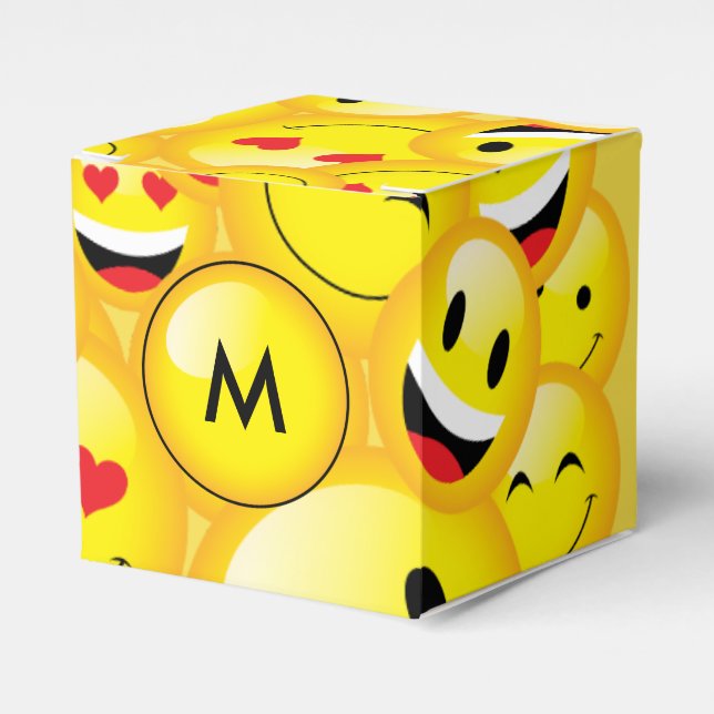Caja Para Regalos Fiesta de Emoji amarilla Emoticon Faces Patrón (Costado Anverso)