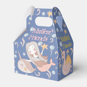 Caja Para Regalos Fiesta de fantasía de Narwhal Mermaid Unicorn Dra