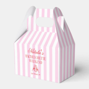 Caja Para Regalos Fiesta de fin de semana de soltera con rayas rosad