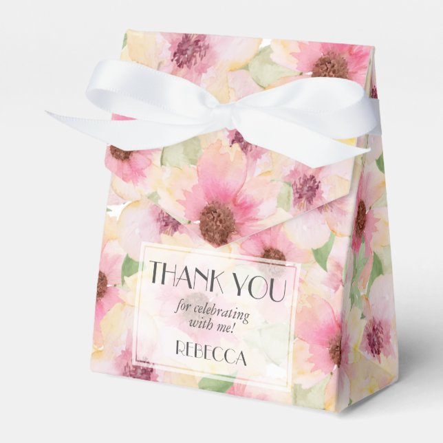 Caja Para Regalos Fiesta de Flores Rosadas Rubor (Front Side)