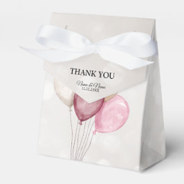 Caja Para Regalos Fiesta de globos rosados y blancos de acuarela lin