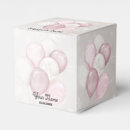 Caja Para Regalos Fiesta de globos rosados y blancos de acuarela lin
