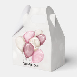 Caja Para Regalos Fiesta de globos rosados y blancos de acuarela lin