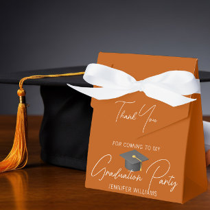 Caja Para Regalos Fiesta de Graduación Agradecimiento Naranja Quemad