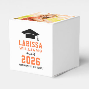 Caja Para Regalos Fiesta de Graduación con Foto Naranja Moderna