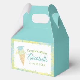 Caja Para Regalos Fiesta de Graduación de Helado Azul Verde