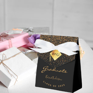 Caja Para Regalos Fiesta de graduación de oro negro 2025