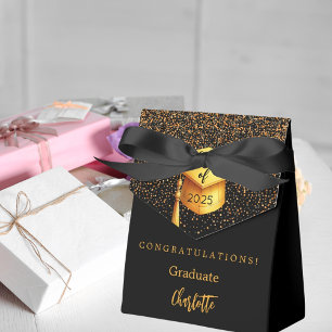 Caja Para Regalos Fiesta de graduación de oro negro 2025