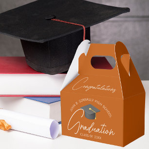 Caja Para Regalos Fiesta de Graduación Naranja Quemada de Felicidade