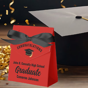 Caja Para Regalos Fiesta de Graduación Negra Roja Personalizable