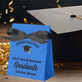 Caja Para Regalos Fiesta de Graduación Personalizable Azul Negro