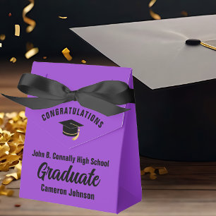 Caja Para Regalos Fiesta de Graduación Personalizable Morado Negro