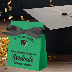 Caja Para Regalos Fiesta de Graduación Personalizable Verde y Negro