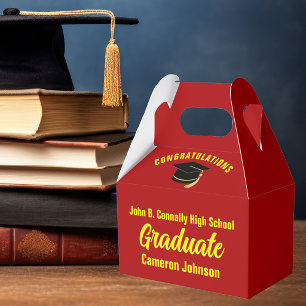 Caja Para Regalos Fiesta de Graduación Personalizada Amarillo Rojo