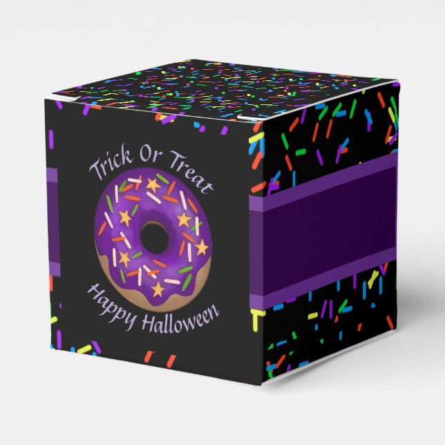 Caja Para Regalos Fiesta de Halloween Purple Sprinkle Donut (Costado Anverso)