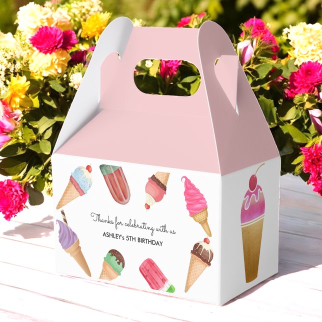 Caja Para Regalos Fiesta De Helado Popsicles Blancos Rosa (Subido por el creador)