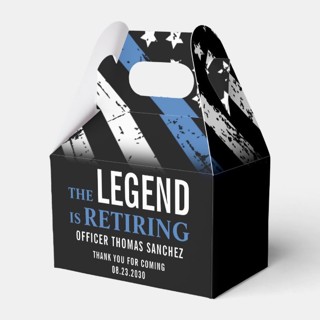 Caja Para Regalos Fiesta de Jubilación de la Policía con Bandera Azu (Front Side)