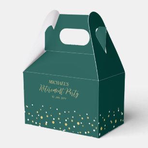 Caja Para Regalos Fiesta de Jubilación Moderna con Confeti Dorado y
