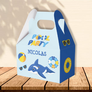 CAJA PARA REGALOS FIESTA DE LA PISCINA AZUL ORCA