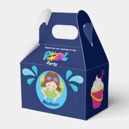 Caja Para Regalos Fiesta De La Piscina Chica De Natación Cumpleaños 