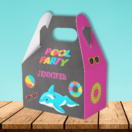 CAJA PARA REGALOS FIESTA DE LA PISCINA DE NEON ORCA FLOTE