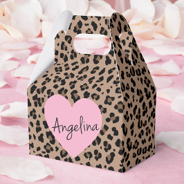 Caja Para Regalos Fiesta de Leopardo y Rosa