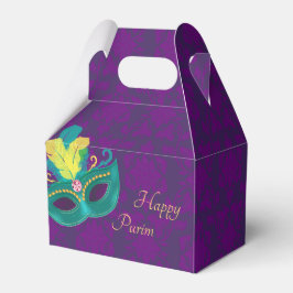 Caja Para Regalos Fiesta de máscara Verde azulada de Damasco morado