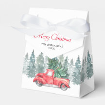 Fiesta de Navidad con Camioneta Roja Vintage