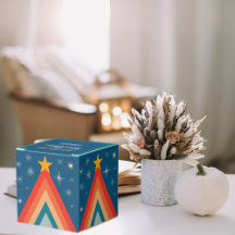 Fiesta de Navidad del Árbol Azul Retro Vintage Gro