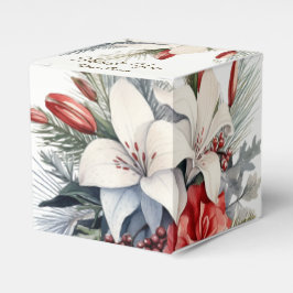 Caja Para Regalos Fiesta de Navidad Flores Blancas Rojas Elegantes