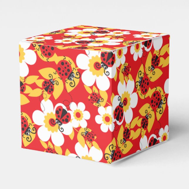 Caja Para Regalos Fiesta de niños con patrones rojos de lamingo o ca (Costado Anverso)