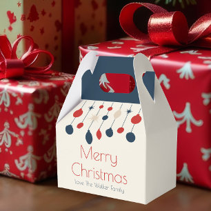 Caja Para Regalos Fiesta de Ornamentos Rojos Azul Retro Merry Christ