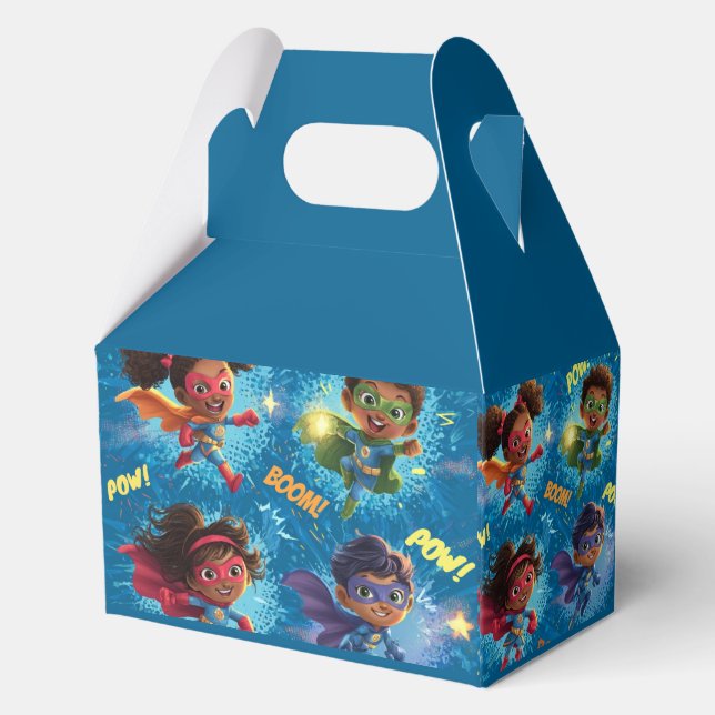 Caja Para Regalos Fiesta de Pequeños Superhéroes (Reverso )