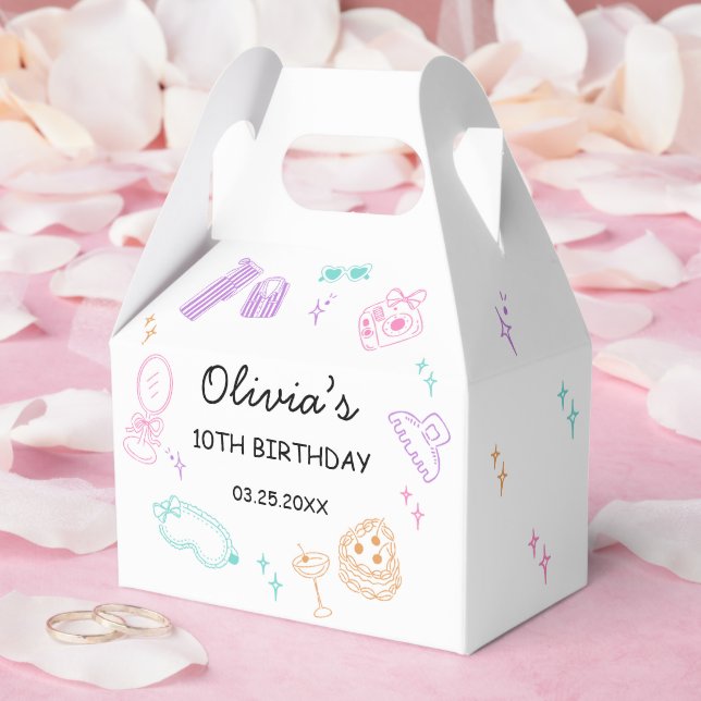 Caja Para Regalos Fiesta de pijamas de cumpleaños de niña (Boda)