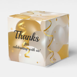 Caja Para Regalos Fiesta de Plaza de los Globos Oro y Blanco