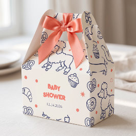 Caja Para Regalos Fiesta de Pretzel Caniche Marina para Baby Shower
