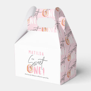 Caja Para Regalos Fiesta de primer cumpleaños de donut dulce un rosa