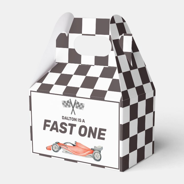 Caja Para Regalos Fiesta de primer cumpleaños de Fast One Race Car (Front Side)