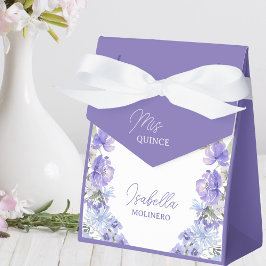 Caja Para Regalos Fiesta de Quinceanera Floral Quince Purple Peri