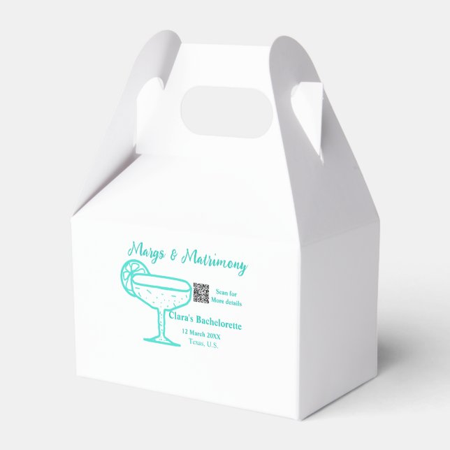 Caja Para Regalos Fiesta de soltera Turquoise Margs & Matrimony  (Front Side)