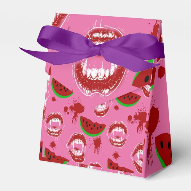 Caja Para Regalos Fiesta de Summerween de vampiro comiendo sandía ro (Front Side)