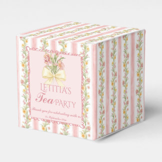 Caja Para Regalos Fiesta de té con raya rosa, baby shower grand mill
